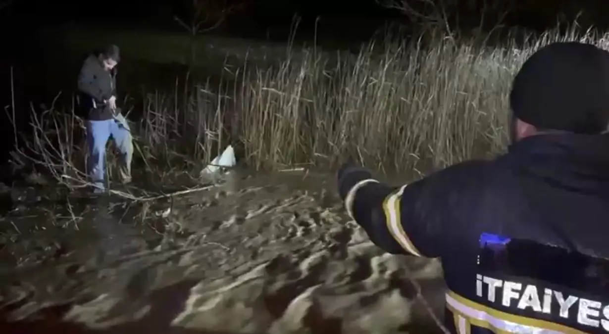 Adıyaman'da sele yakalanan araç suya gömüldü