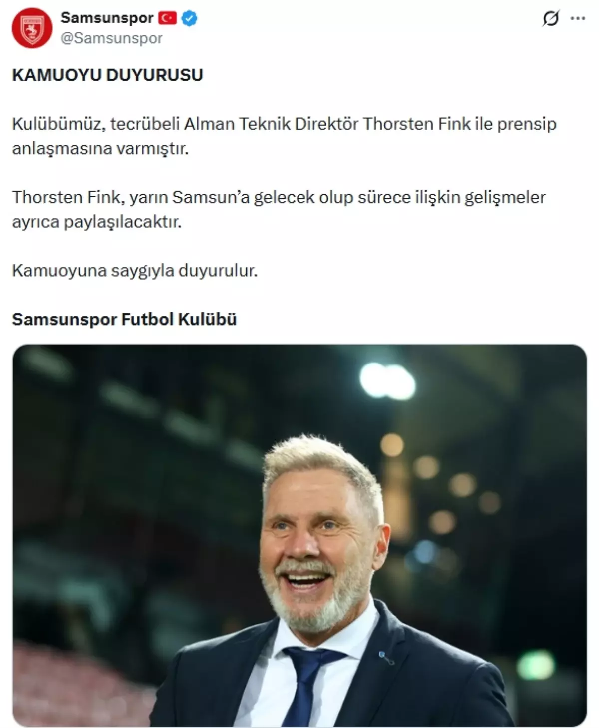 Samsunspor Thorsten Fink ile anlaştı