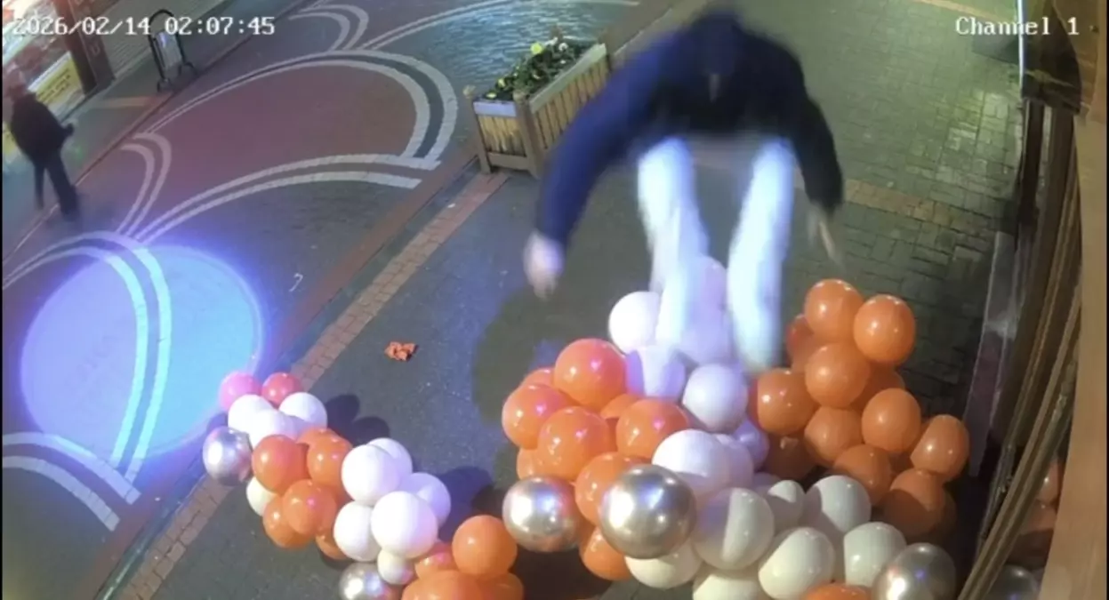 Sevgililer Günü süslemesi için asılan balonlara zarar verdi; o anlar kamerada