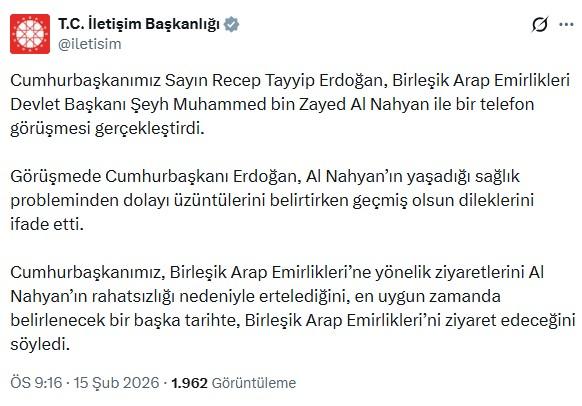 Erdoğan's UAE visit has been postponed