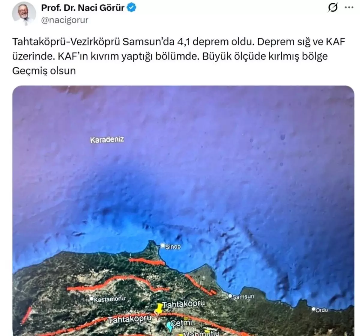 Naci Görür'den "Vezirköprü depremi" değerlendirmesi