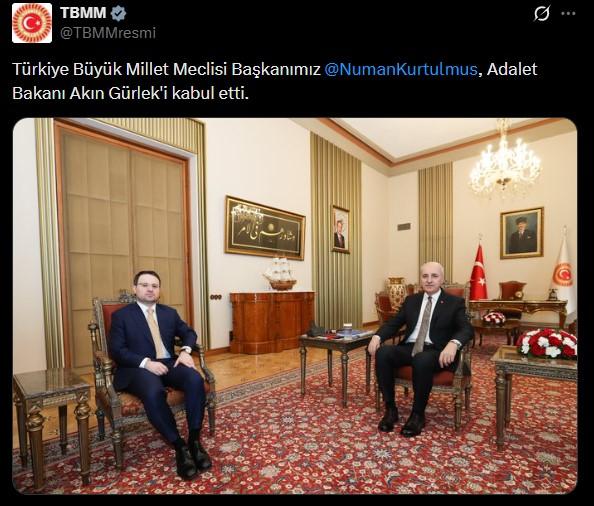 Minister of Justice Gürlek visited TBMM President Kurtulmuş