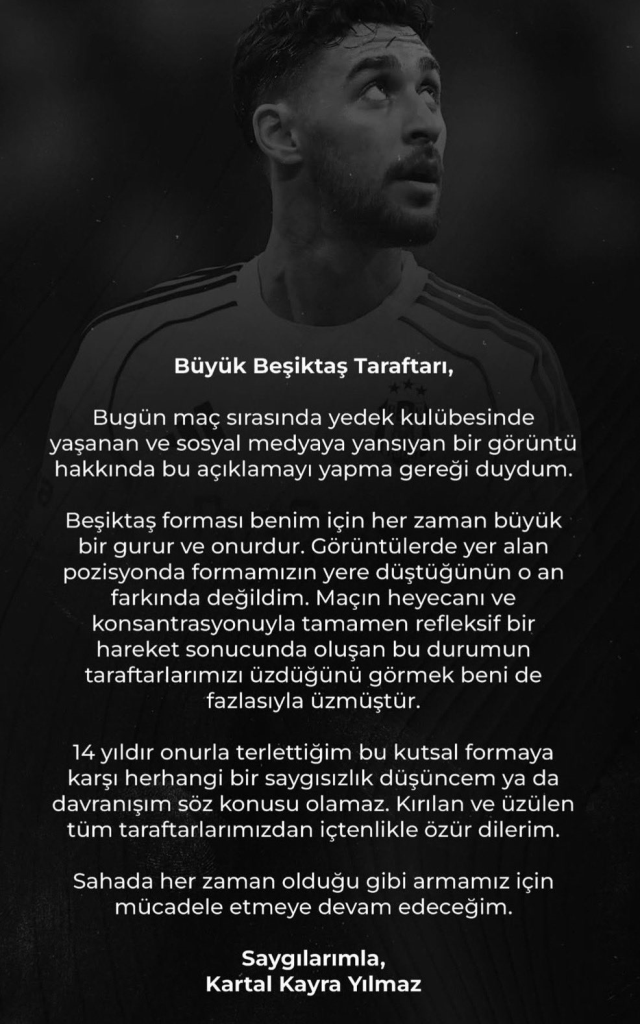 Kartal Kayra, who kicked the Beşiktaş jersey, apologized to the fans