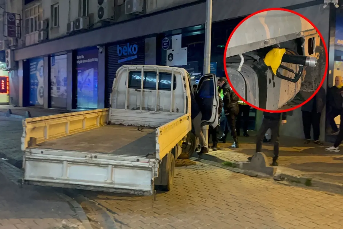 İstasyonda yakıt alırken polisi gördü, kaçarken direğe çarptı