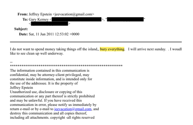 Epstein'dan kan donduran talimat: Adadaki her şeyi gömün