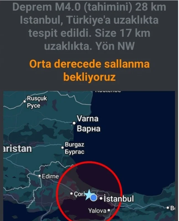 Notification that woke Istanbulites from their sleep at midnight