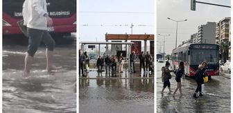 İzmir sele teslim! Vatandaş çıplak ayakla yürümek zorunda kaldı