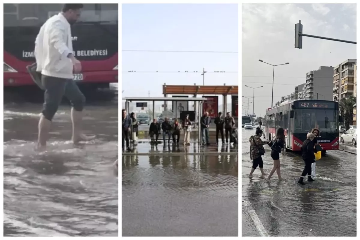 İzmir sele teslim! Vatandaş çıplak ayakla yürümek zorunda kaldı