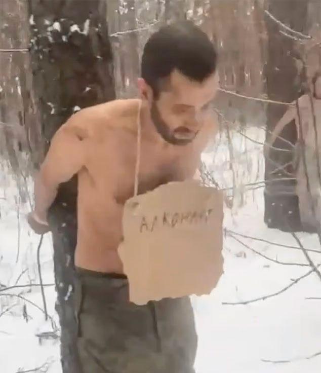 The Russian commander stripped his soldiers and tied them to trees in freezing cold