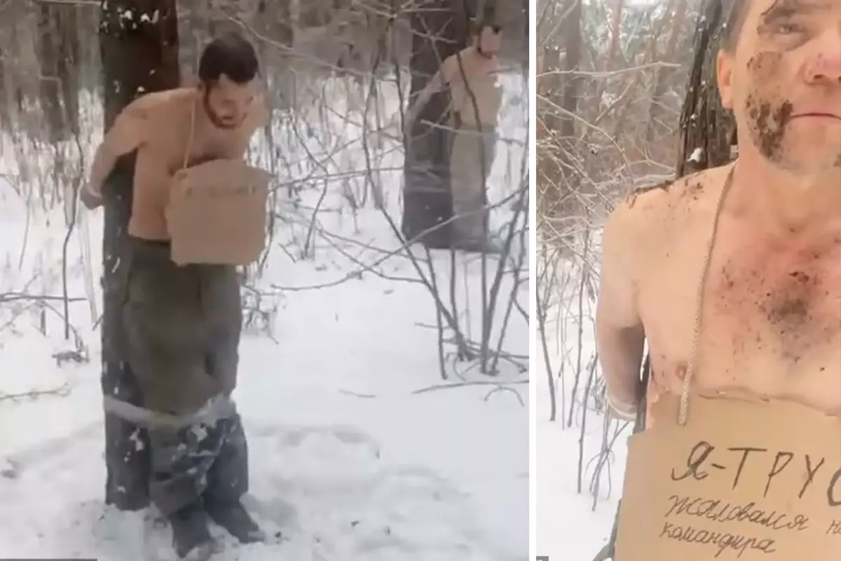 Rus komutan, kendi askerlerini soyup dondurucu soğukta ağaçlara bağladı
