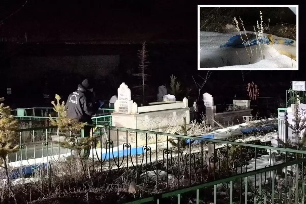 Erzurum'da mezarlıkta poşete sarılı cenin bulundu