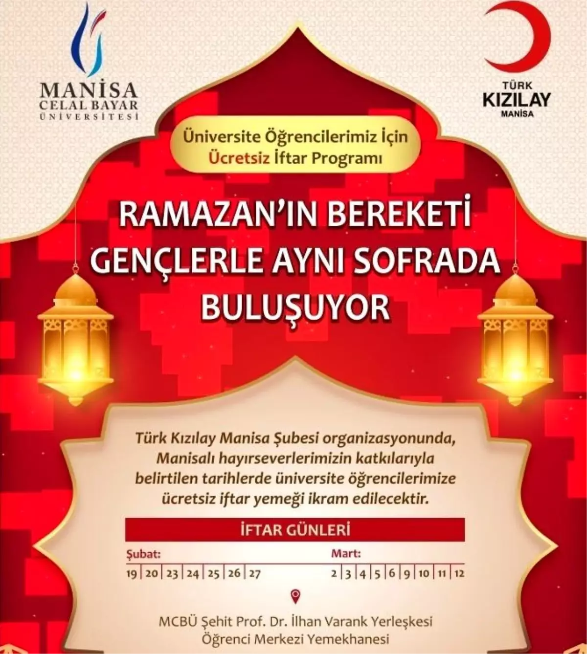 Kızılay'dan üniversitelilere ramazan sofrası