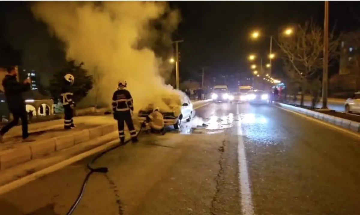Mardin'de seyir halindeki otomobil alevlere teslim oldu