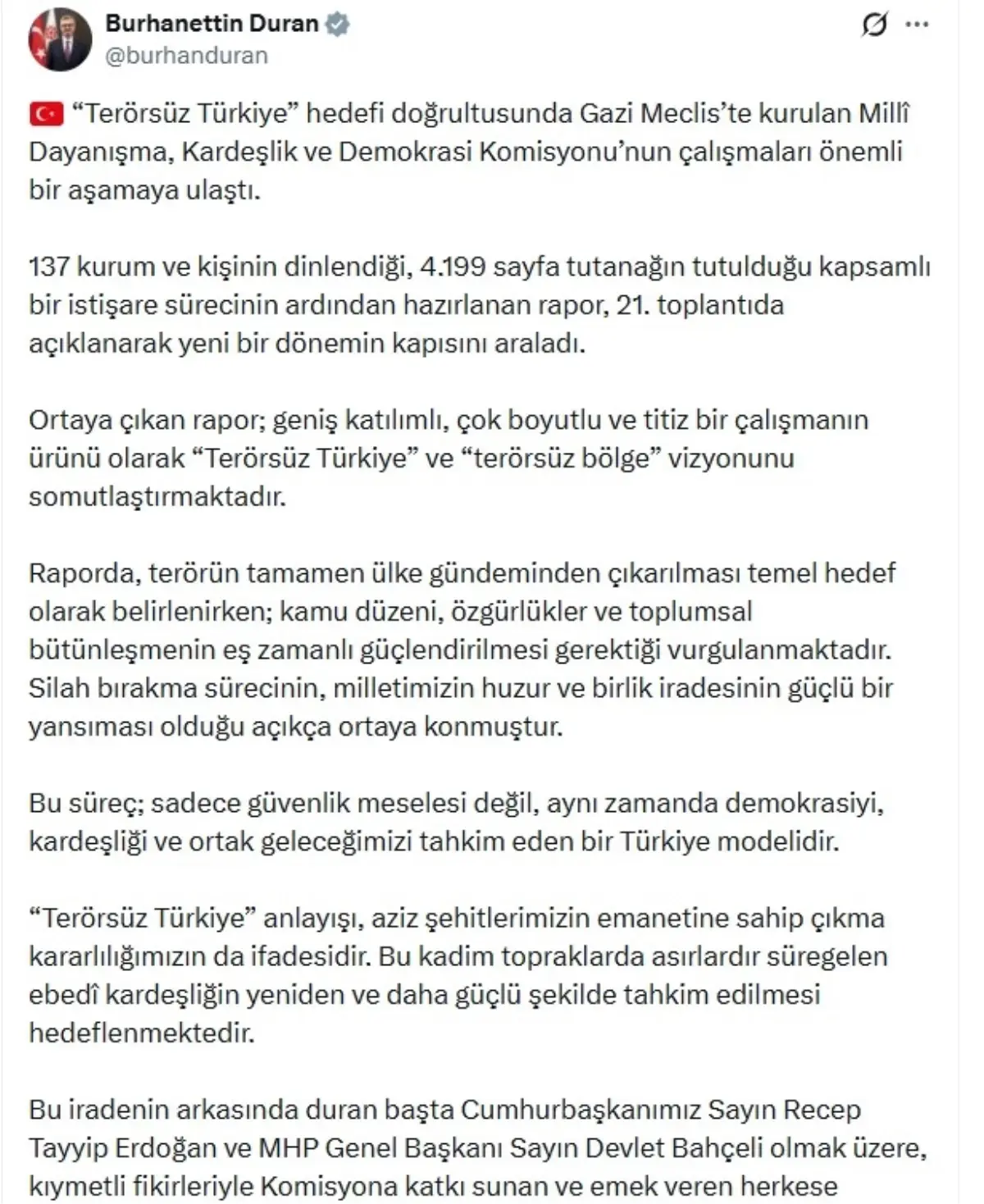 İletişim Başkanı Duran: 'Terörsüz Türkiye' Hedefi İçin Önemli Rapor Açıklandı