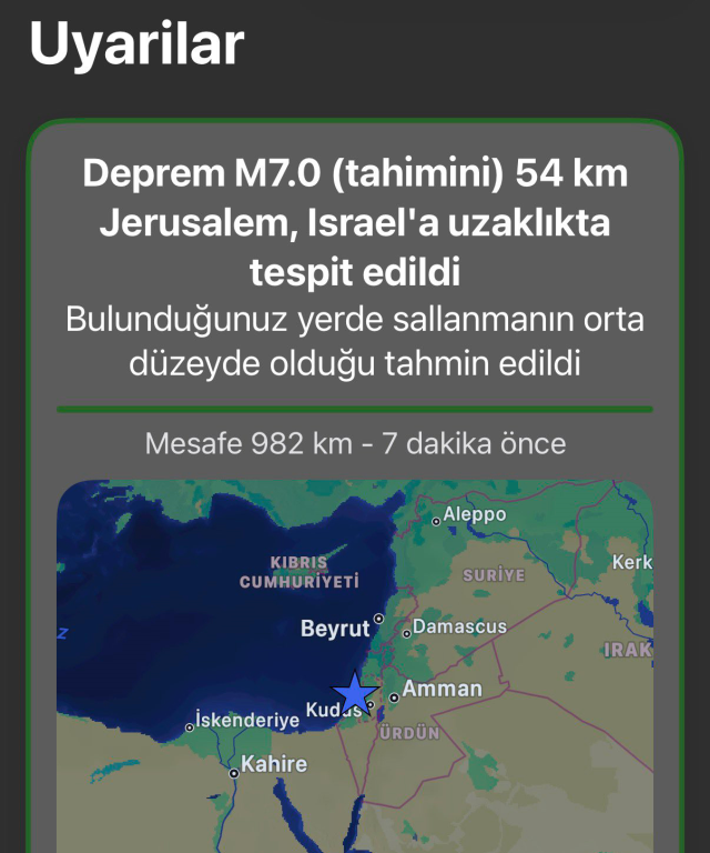Milyonları uykudan uyandıran deprem bildirimi