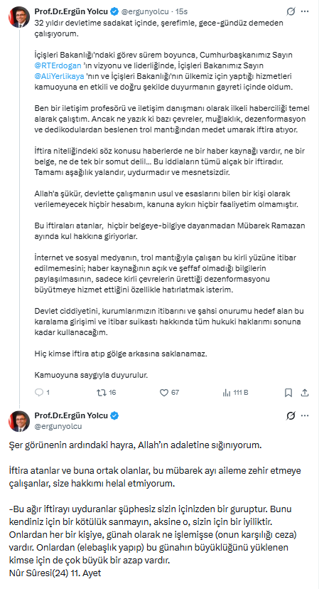 Statement from the advisor of Ali Yerlikaya, who is alleged to have 'leaked information'