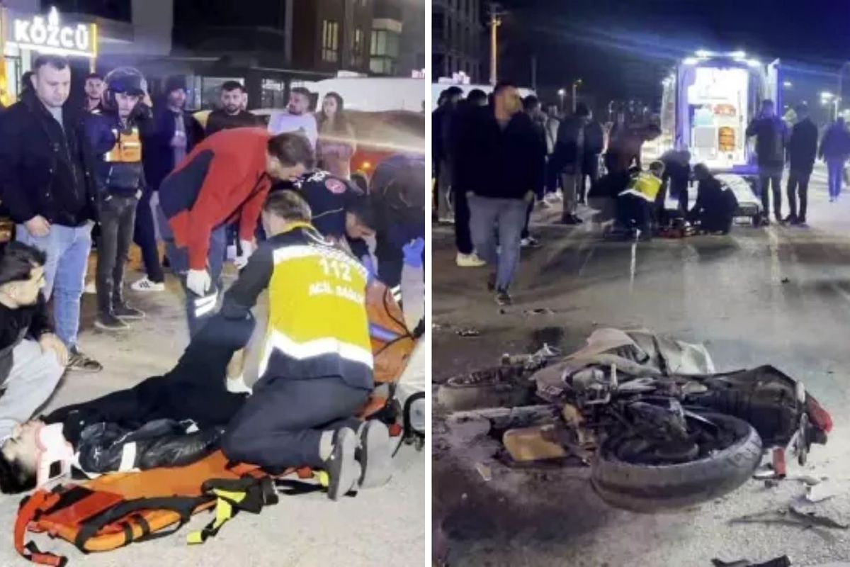 Otomobil ile motosiklet çarpıştı! Metrelerce savruldu, durumu ağır