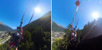 Paraşütle atlayan sporcu ağaçlara çakıldı! Kurtuldu ama ölmekten beter oldu