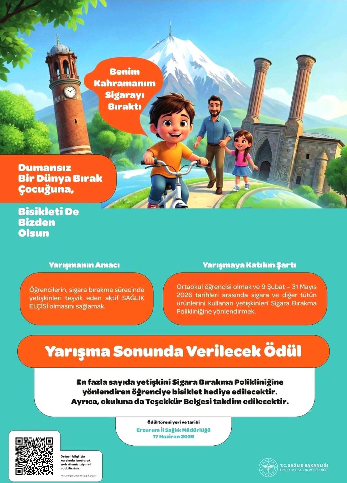 Erzurum İl Sağlık Müdürlüğü'nden dumansız bir gelecek için anlamlı yarışma