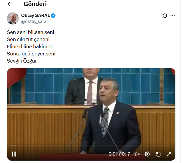 President's Chief Advisor Saral: Control your hand and tongue, the monsters will eat you dear Özgür