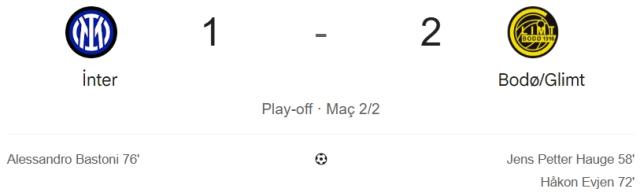 Inter Bodo Glimt maçı kaç kaç? MAÇ SONUCU! Inter Bodo Glimt golleri kim attı, canlı maç anlatımı!