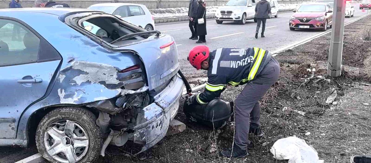 Trafik kazası sonrası araçtan kopan LPG tankı korku dolu anlar yaşattı