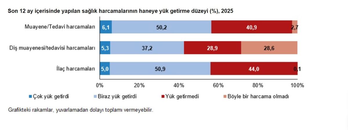 TÜİK: Sağlık harcamaları hanelerin yüzde 40,9'una yük getirmedi