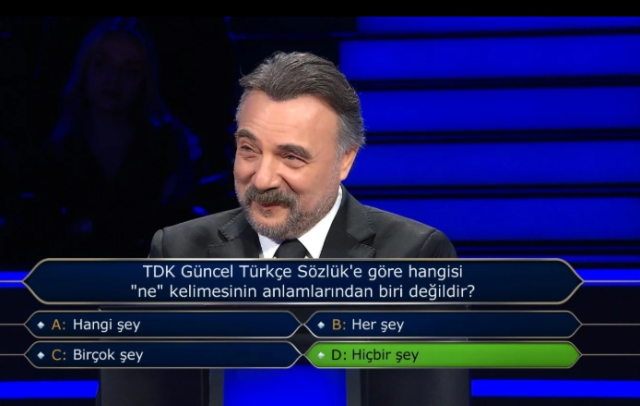 TDK Güncel Türkçe Sözlük'e göre hangisi 'ne' kelimesinin anlamlarından biri değildir? TDK Güncel Türkçe Sözlük'e göre hangisi 'ne' kelimesinin anlamlarından biri değildir?