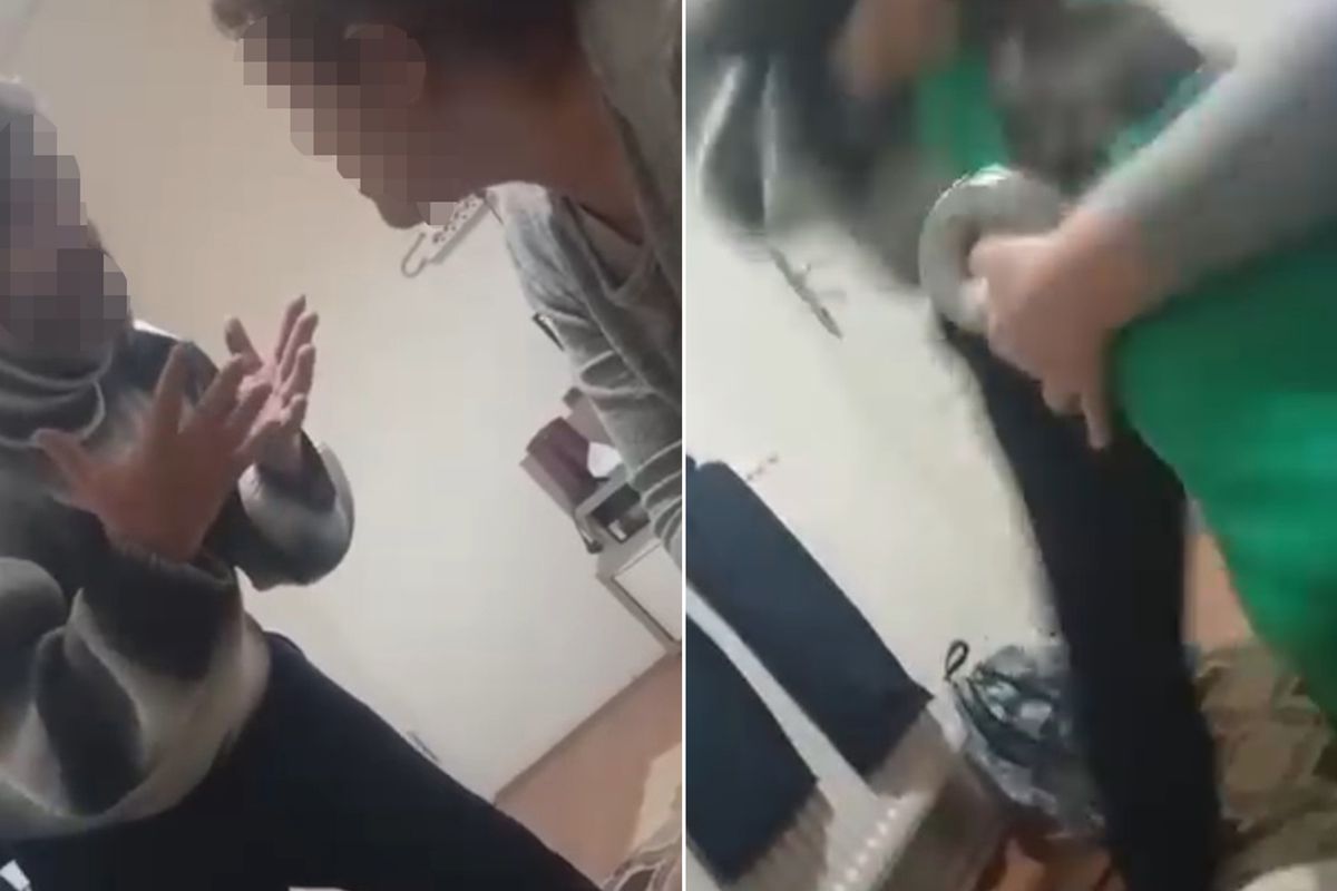 Üvey babanın, 9 yaşındaki çocuğa şiddeti kamerada