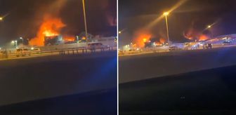Bahreyn'deki ABD üssü alev alev yandı