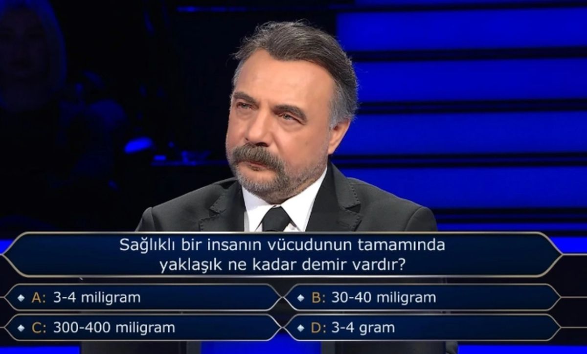 Sağlıklı bir insanın vücudunun tamamında yaklaşık ne kadar demir vardır?