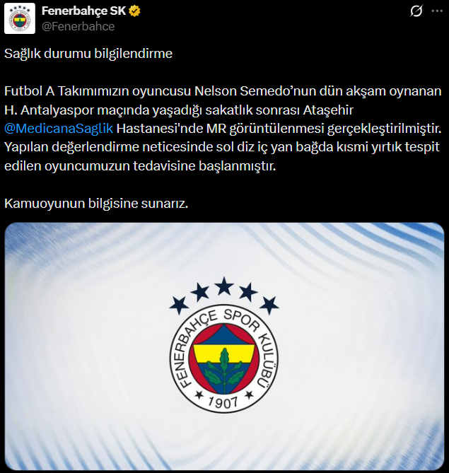 Sakatlıklarla boğuşan Fenerbahçe'ye bir şok daha