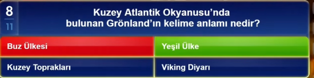 Kuzey Atlantik Okyanusu'nda bulunan Grönland'ın kelime anlamı nedir?