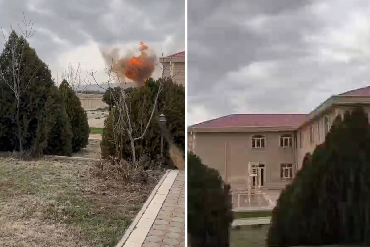 Azerbaycan'da okulun yanına İHA düştü