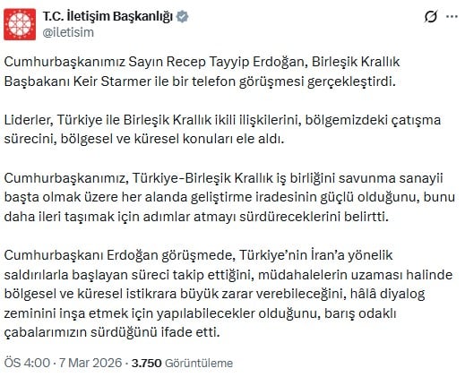 Erdoğan's warning to British Prime Minister Starmer regarding Iran