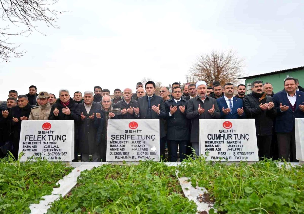 Mardin'de 39 yıl önce terör örgütünün şehit ettiği 8 kişi dualarla anıldı