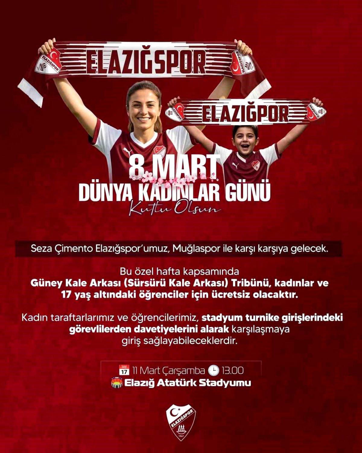 Elazığspor'dan kadın taraftarlara jest