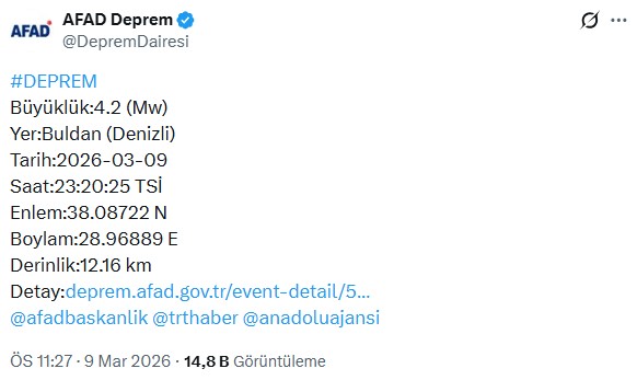 Another earthquake in Denizli! Now it shook with 4.2