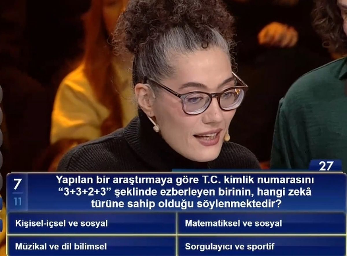 Yapılan bir araştırmaya göre T.C. kimlik numarasını "3+3+2+3" şeklinde ezberleyen birinin, hangi zekâ türü...