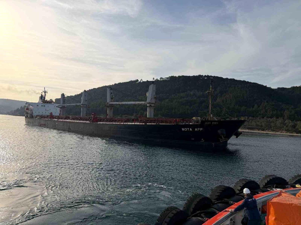 Çanakkale Boğazı'nda karaya oturan gemi için kurtarma çalışması başladı, boğaz trafiğe kapandı