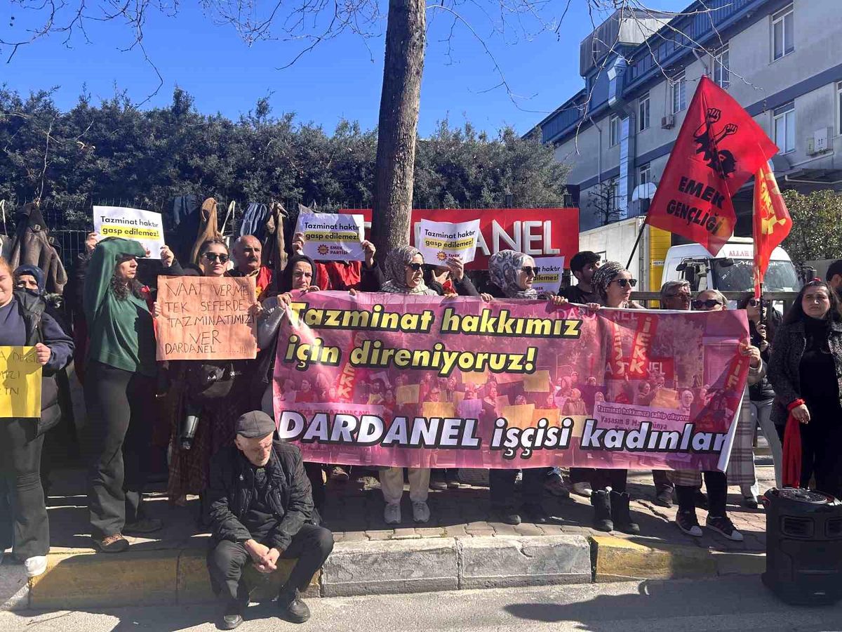 Dardanel'in kadın işçileri eylemde: Taksite bölünen tazminatlar aylardır ödenmedi