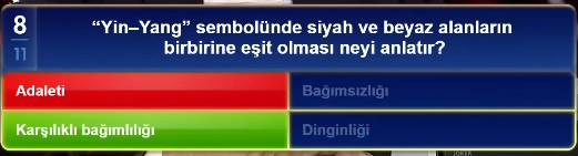 'Yin-Yang' sembolünde siyah ve beyaz alanların birbirine eşit olması neyi anlatır?
