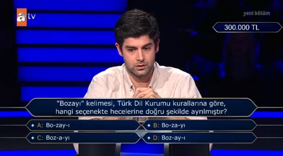 "Bozayı" kelimesi, Türk Dil Kurumu kurallarına göre, hangi seçenekte hecelerine doğru şekilde ayrılmıştır?