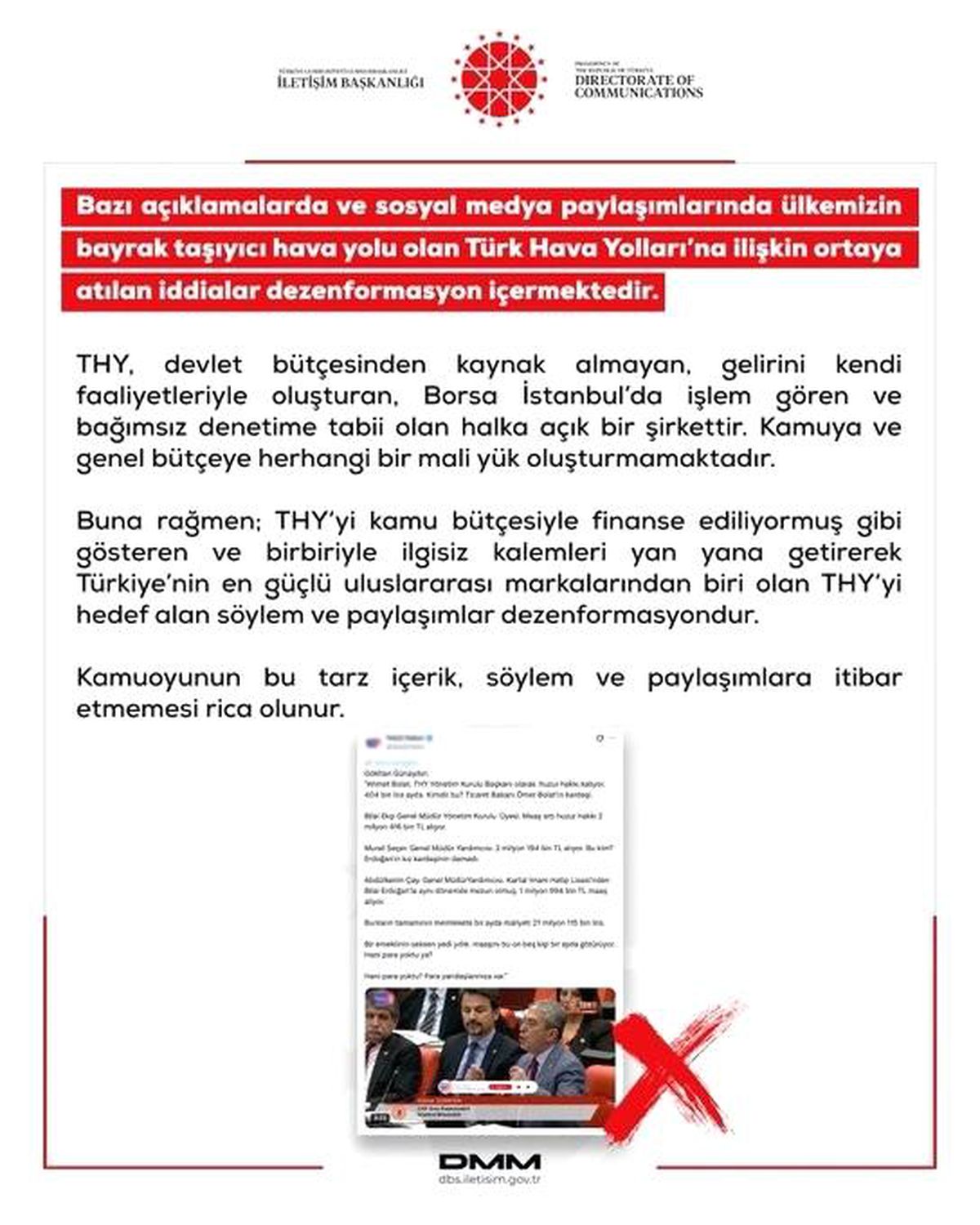 DMM'den THY'ye ilişkin iddialara açıklama