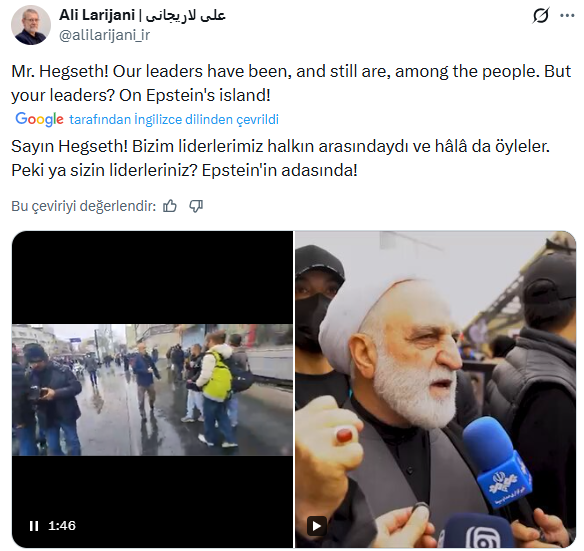 Iran's 'Epstein' reference to Trump