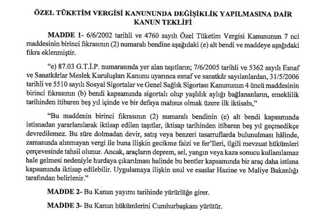 Emekliye ÖTV'siz araç