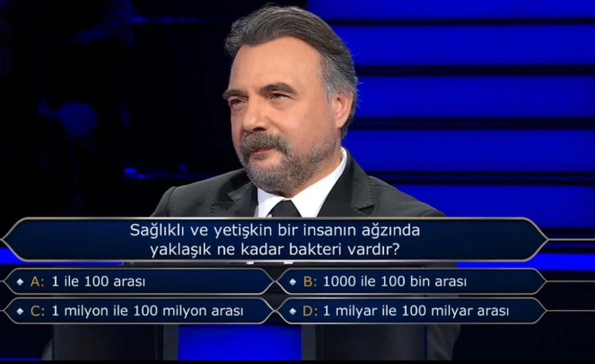 Sağlıklı ve yetişkin bir insanın ağzında yaklaşık ne kadar bakteri vardır?