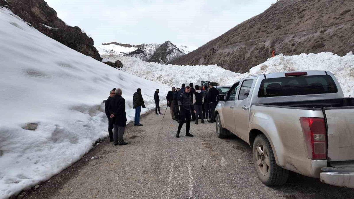 Köy yoluna çığ düştü, ekipler yolu açmak için çalışma başlattı