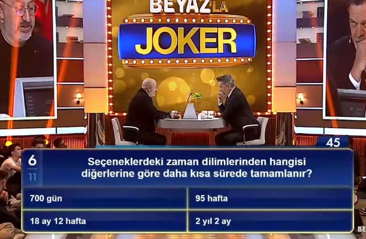 Seçeneklerdeki zaman dilimlerinden hangisi diğerlerine göre daha kısa sürede tamamlanır?