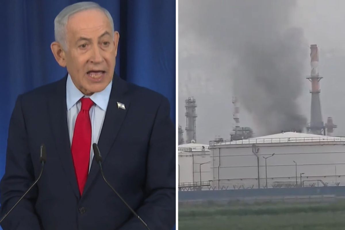 Netanyahu konuşurken, İran İsrail'in rafinelerini füzelerle vurdu